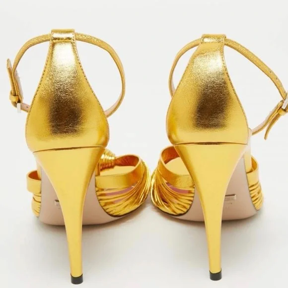 Gucci Women's Crawford Metallic Leather Sandals 38.5 - Picture 4 of 16